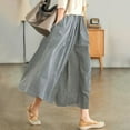 thumbnail image 2 of Outfmvch Linen Pants Women Wide Leg Crop Pants Pedal Pushers for Women Beach Pant Linen Palazzo Trousers Cotton Linen Casual Gauze Pants Cotton Linen Pants Cropped Lounge Trousers Dark Gray L-5XL, 2 of 4