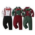 thumbnail image 3 of CUZIBR Toddler Boys Long Sleeve Christmas Cartoon Animal Prints T Shirt Tops Suspender Pants Child Kids Gentleman Outfits Cute Dailywear For Child, 3 of 3