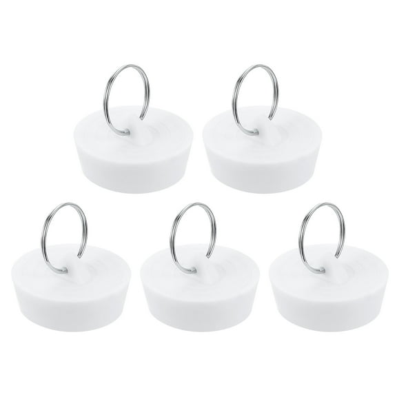 Uxcell 5 Pack Rubber Sink Plug, Bathtub Drain Stopper Fit for 1-1/2" to 1-5/8", White