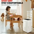 thumbnail image 3 of Honeywell 32-Pint ENERGY STAR Smart WiFi Dehumidifier for 3,000 Sq Ft – Laundry Mode, Auto-Comfort Mode & Thermal Overload Protection, TPFIT32AWK, 3 of 14