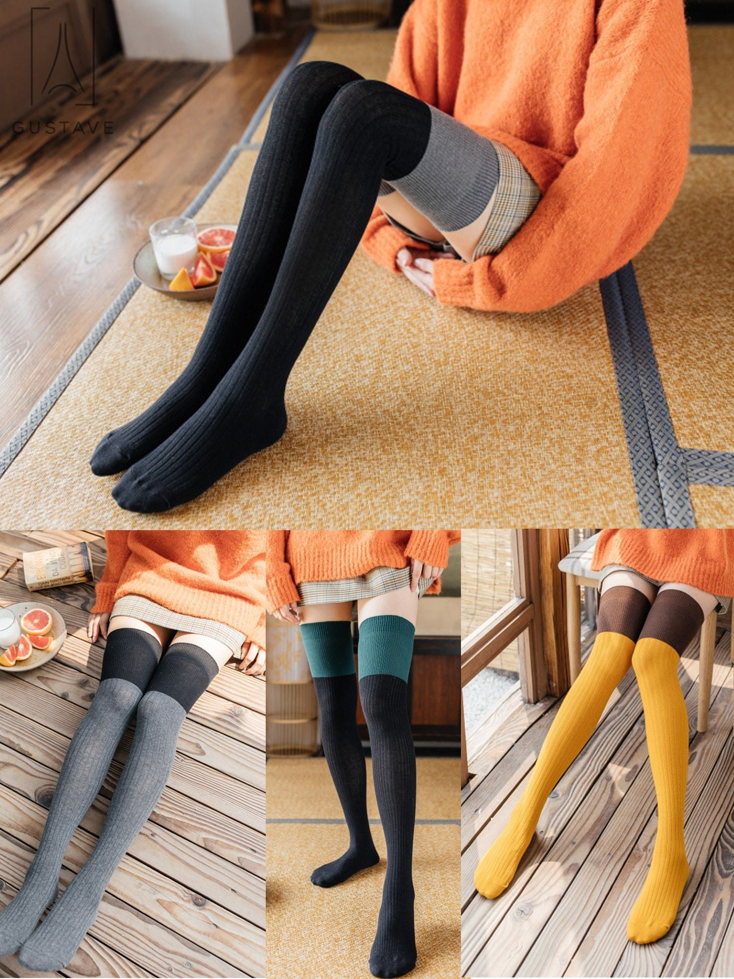 Womens Over The Knee Thigh High Thick Ribbed Knit Long Plain Wool Socks Pantyhose Multiple Colours
