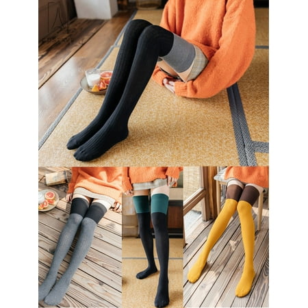 

Gustavedesign Extra Long Fashion Thigh High Socks Over the Knee High Boot Stockings Soft Leg Warmers for Women Girl Black