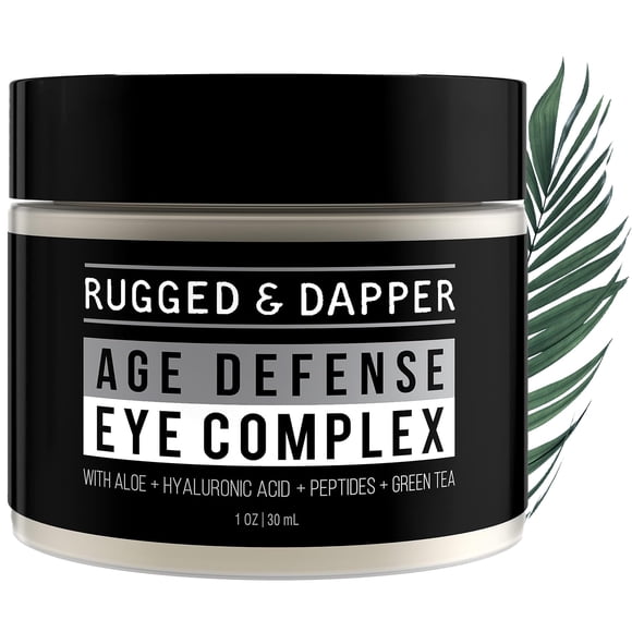 Crema para ojos premium para hombres RUGGED & DAPPER | Defensa de la edad para ojeras, arrugas y ojos hinchados | Sin perfume | Ácido Hialurónico Aloe + Aceite de Argán