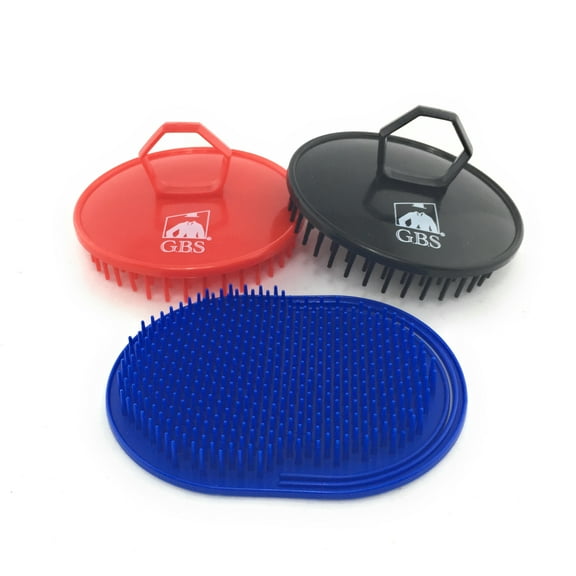 G.B.S Soft Black & Red Premium Scalp Massager Plus 1 Soft Pocket Comb / Brush 3 Pack Head Scrubber for Hair Growth. Hair Brushes Shower Shampoo Hair Caretaker for Women Men Beard and Pet Grooming Brus