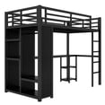 thumbnail image 3 of Bellemave Twin XL Loft Bed with Desk and Wardrobe, Metal Game Loft Beds Frame with Storage Shelves, Space Saving High Loft Bed with Hanging Rod for Adults Teens Kids (Black,Twin XL), 3 of 8