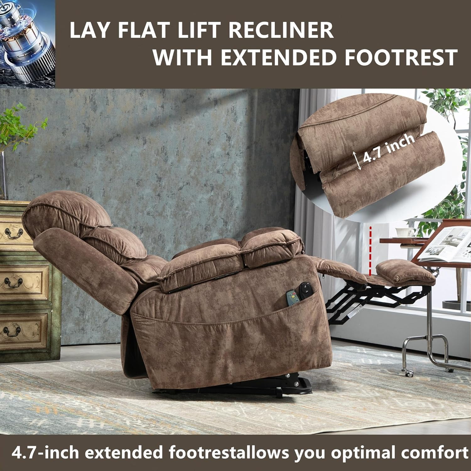 Oversized Extra Wide Power Lift Recliner Chair for Big Tall Man, Heavy Duty Recliners with Heat and Massage