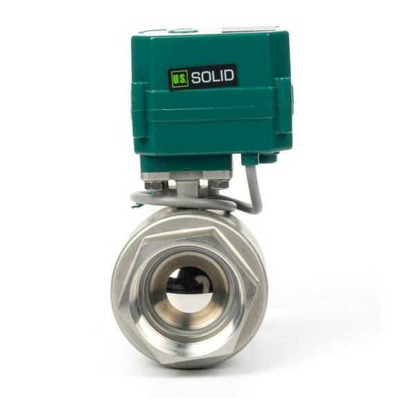 U.S. Solid 2” Motorized Ball Valve - Stainless Steel Electric Ball Valve with Full Port, 9-24V AC/DC, 2-wire Auto Return, Normally Closed