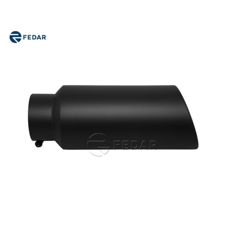 Fedar Black 4 inch Inlet 7 Outlet 18 Long Rolled End Angle Cut Exhaust Tip Tail Pipe