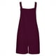 thumbnail image 4 of Gibobby pantalones holgados de oficina Monos cortos de verano para mujer, monos informales holgados sin mangas con tirantes y , monos con bolsillos(Vino， S), 4 of 5