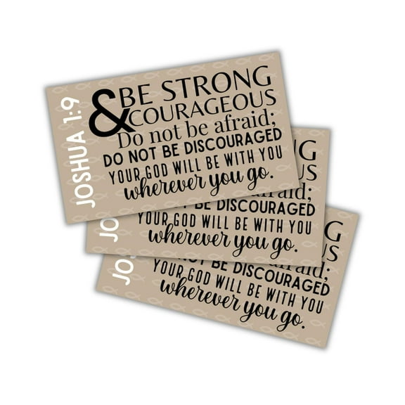 Joshua 1:9 Bible Verse Wallet Cards 30pk 3.5x2 Bulk Minimalist Be Strong and Courageous Pocket Encouragement Girls Church Members Teens Hand Out