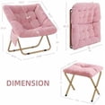 thumbnail image 3 of No Need Installation Comfy Saucer Chair, Foldable Living Room Chairs, Soft Faux Fur Lounge Chair for Bedroom, Reading Chairs for Adults, Kids, X-Large (Pink), 3 of 6