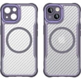 thumbnail image 3 of Case for iPhone 13,Full-Body Rugged Carbon Fibre Protective Clear Back Hybrid Magnetic with Wireless Charge Shockproof Protector Phone Case for iPhone 13,6.1 inch 2021 (Purple), 3 of 17