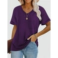 thumbnail image 5 of Womens T Shirts V Neck Rolled Sleeve Pocket Summer Tops Casual Loose Basic Tee Shirts Trendy, 5 of 5