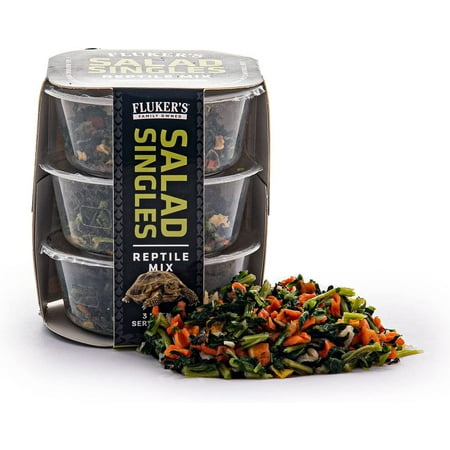 Salad Singles All Natural Reptile Mix, Just Add Water, Each Pack Makes 2 oz of Food, for Bearded Dragons and Other Herbivores/Omnivores, 3,Pack 0.65 oz