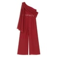 thumbnail image 5 of YONGHS Kids Girls Chiffon Sleeveless Jumpsuits Romper Wedding Birthday Party Outfits Burgundy 12, 5 of 7