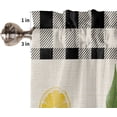 thumbnail image 5 of Kitchen Curtains and Valance Set Tier Curtains Rustic Lemons and Flowers Burlap Texture Black White Plaid Semi Sheer Curtains for Living Room, Rod Pocket Tiers and Valances for Windows, 3 Piece Set, 5 of 5