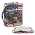 thumbnail image 2 of Xixirimido Bible Cover Case for Women, Quilted Bible Cover Bag with Handle, Bible Carrying Case Study Supplies Accessories for Men, Broken American Flag Deer Pattern, 2 of 7