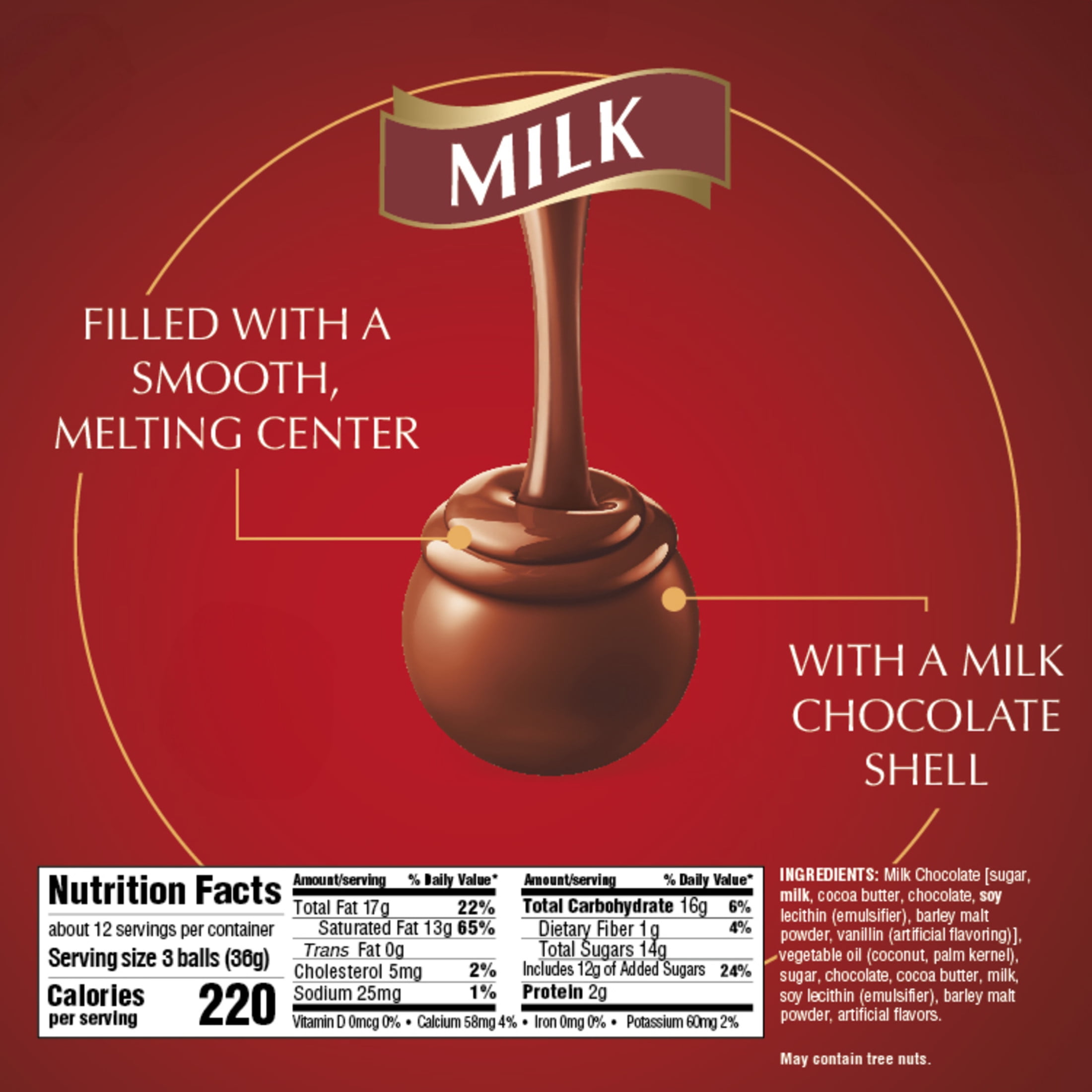 Lindt LINDOR Milk Chocolate Candy Truffles, 15.2 oz. Bag