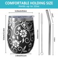 thumbnail image 5 of Floral 12oz Stainless Steel Insulated Wine Tumbler with Lid and Straw – Double Wall Vacuum Mug for Hot & Cold Drinks, 304 Steel Interior, Sweat-Free Design,Thanksgiving,Christmas, Spring,Flower, 5 of 5