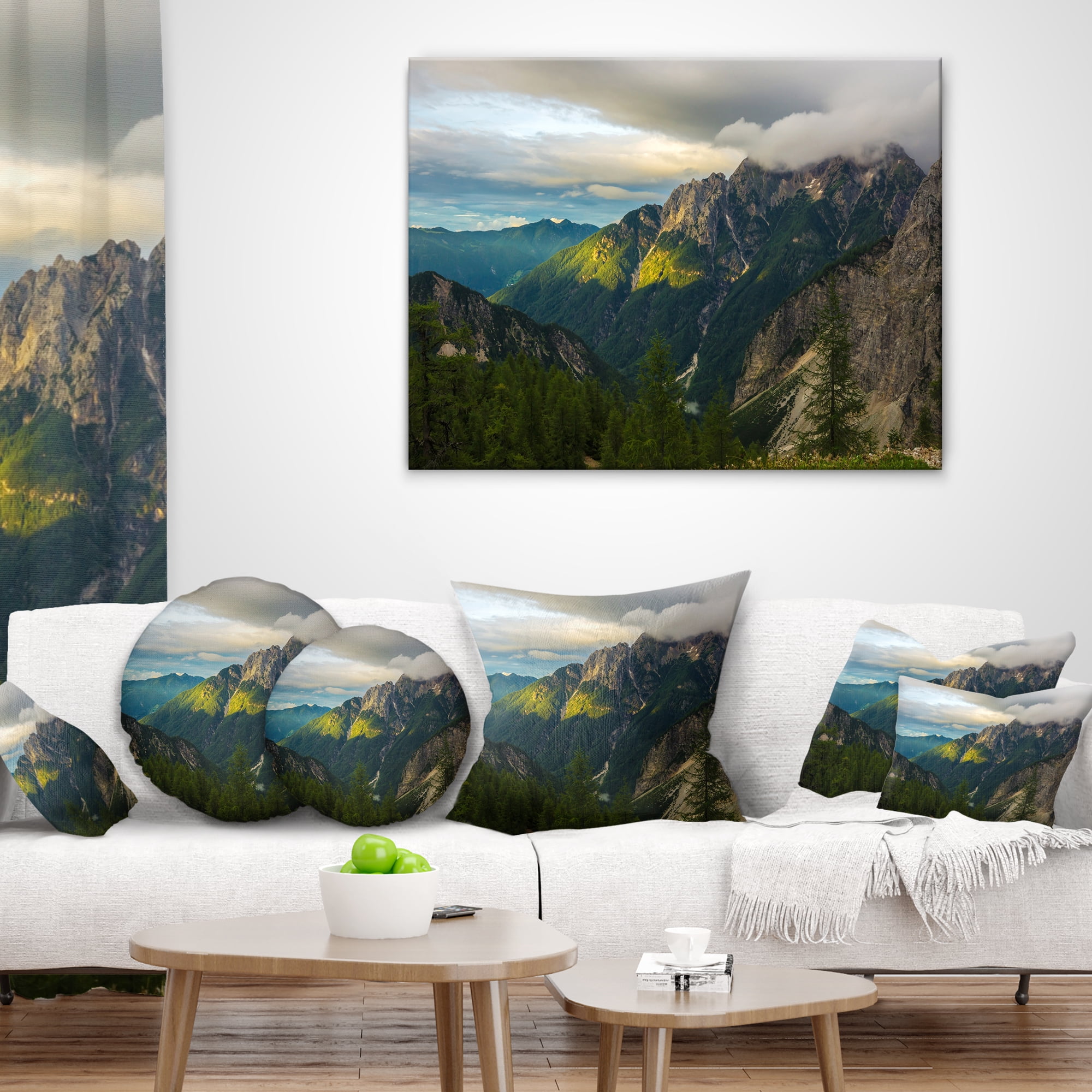 Designart Sunrise with Yellow Reflection - Landscape Photo Throw Pillow - 18x18