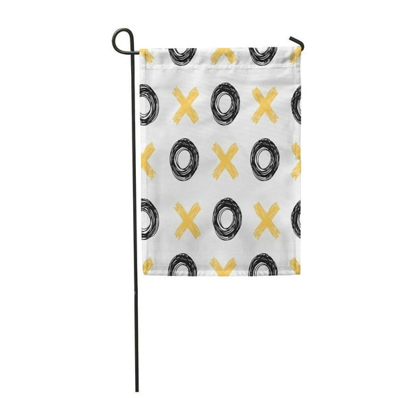 POGLIP Colorful Tic Tac Toe Game Black and Yellow Garden Flag Decorative Flag House Banner 28x40 inch