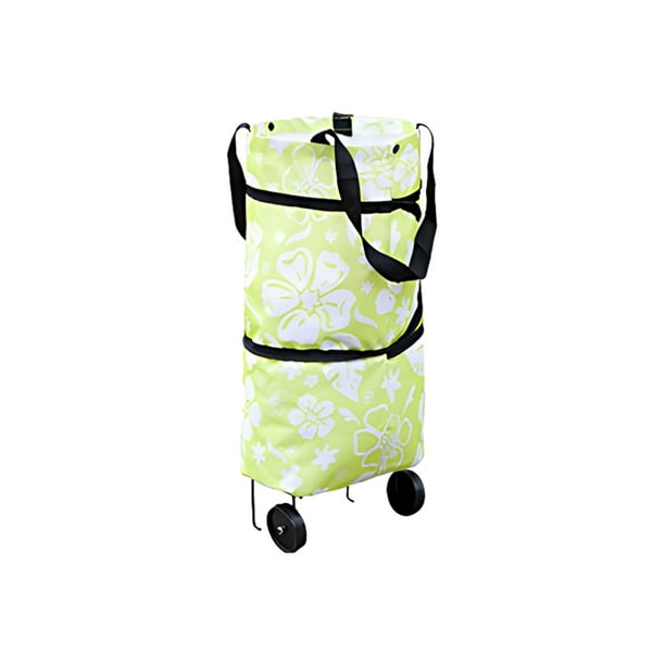 Naiovety Bolsa plegable de tela para carrito de compras, portátil y versátil, de gran capacidad, fuerte y duradera Almacenamiento y organización del hogar flores verdes