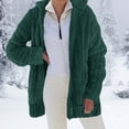 thumbnail image 2 of WEIYLL Fall Jackets for Women 2025 Solid Color Warm Plush Zipper Pocket Long Sleeved Hooded Green Fall Coats Size 3XL, 2 of 9