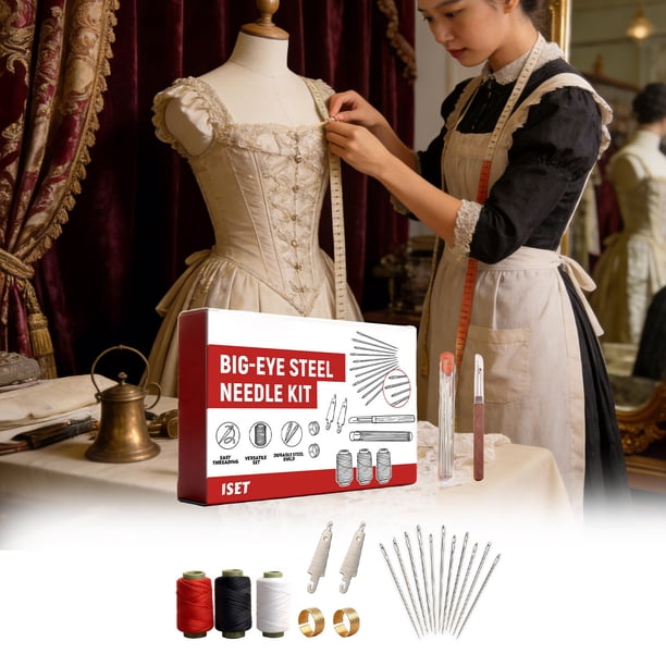 Kit de Costura: Juego de Agujas de Coser A Mano de Acero Suministros de Costura Portátiles MNFD