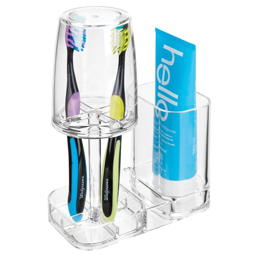 mDesign Modern Plastic Bathroom Vanity Countertop Toothpaste