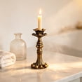 thumbnail image 5 of Vintage Candle Holder, French Style Floral Carved Taper Candlestick with Antique Gold Distressed Finish, Table Centerpiece Candle Holder for Wedding, Dining Table, Mantel, and Home Decor, 5 of 7