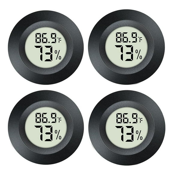 chalian-4 Pack Mini Digital Hygrometer Thermometer Gauge, Indoor Outdoor Temperature Humidity Meter for Greenhouse Humidors Incubators Reptile Terrarium Jars, Fahrenheit (℉) or Celsius(℃) (4)