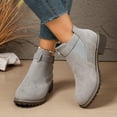 thumbnail image 2 of Ankle Boots for Women 2025 Fashion Casual Suede Round Toe Chunky Low Heel Slip on Chelsea Booties Winter Fall Shoes Silver Size 8, 2 of 8