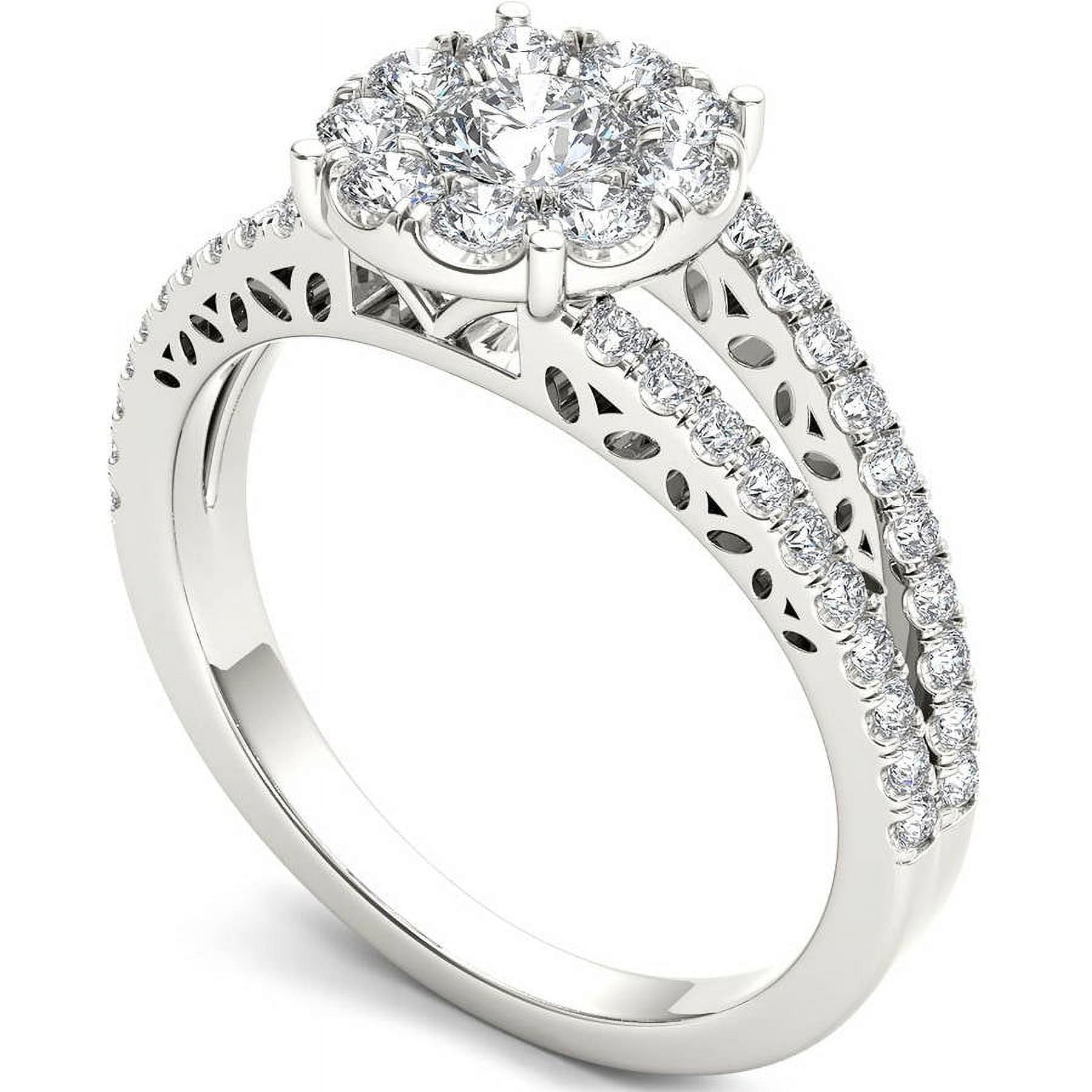 1 Carat T.W. Diamond Split Shank Single Halo 10kt White Gold Engagement Ring