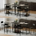thumbnail image 4 of Yiwa Compact 3 Piece Dining Table Set, Features 2 Faux Leather Chairs, Built-In Wine Rack and Cup Holder, Rectangle Table with 4-Tier Shelves for Kitchen, Breakfast Nook, or Studio Apartment, 4 of 8