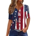 thumbnail image 4 of VKOYWKM 4th of July Shirts for Women Independence Day American Flag Graphic Tees Button V Neck Henley Shirts Patriotic Red White and Blue Tshirts Tops, 4 of 7