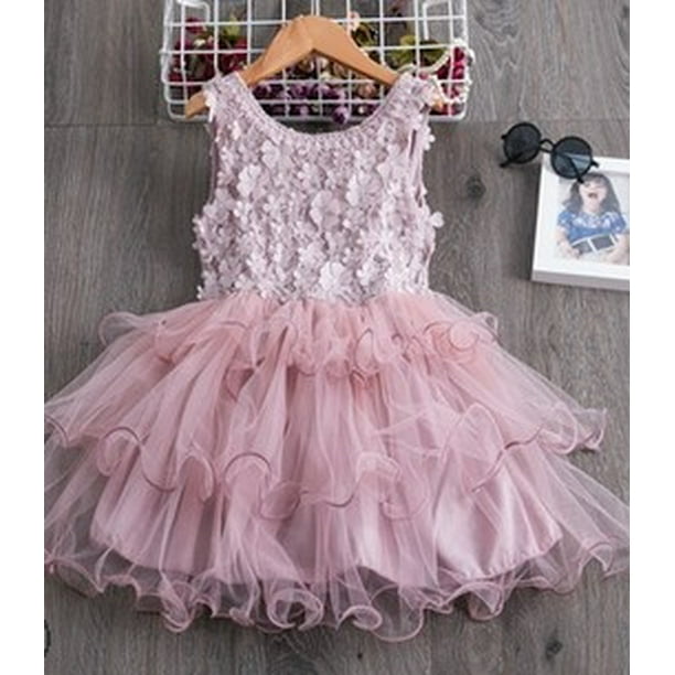 Kids Girls Dress Round Neck Sleeveless Lace Dress One Piece For Toddler Girls Princess Dress Walmart Com Walmart Com