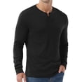 thumbnail image 4 of GRIUNS Mens Henley Shirts Long Sleeve T-Shirt Casual Classic Soft Stretch Pullover Tees Black L, 4 of 8