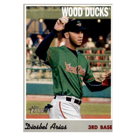 Collectible 2019 Topps Heritage Minors #44 Diosbel Arias RC Rookie Down East Wood Ducks Baseball Trading Card