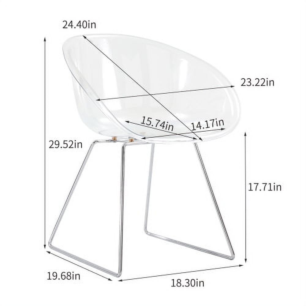 Transparent Semicircle Side Chair, Dinning Chair, 2 pc per set, Modern Acrylic Chairs, Contemporary Side Chair, for Living Room, Dining Room, for Outside Inside, Transparent - image 3 of 7