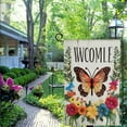thumbnail image 4 of PHYHOO  Welcome Spring Butterfly Garden Flag Double Sided, Burlap Small Vertical Spring Floral Flower Garden Yard Flags for Seasonal Outside Outdoor House Decoration White, 4 of 6