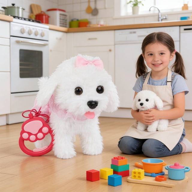 Poupées Réalistes 1Pcs Jouet Chiot Robot Réaliste avec Aboiements et Queue Marchent Fonctionnalités Interactives Excellent Cadeau pour Enfants JASKFLY