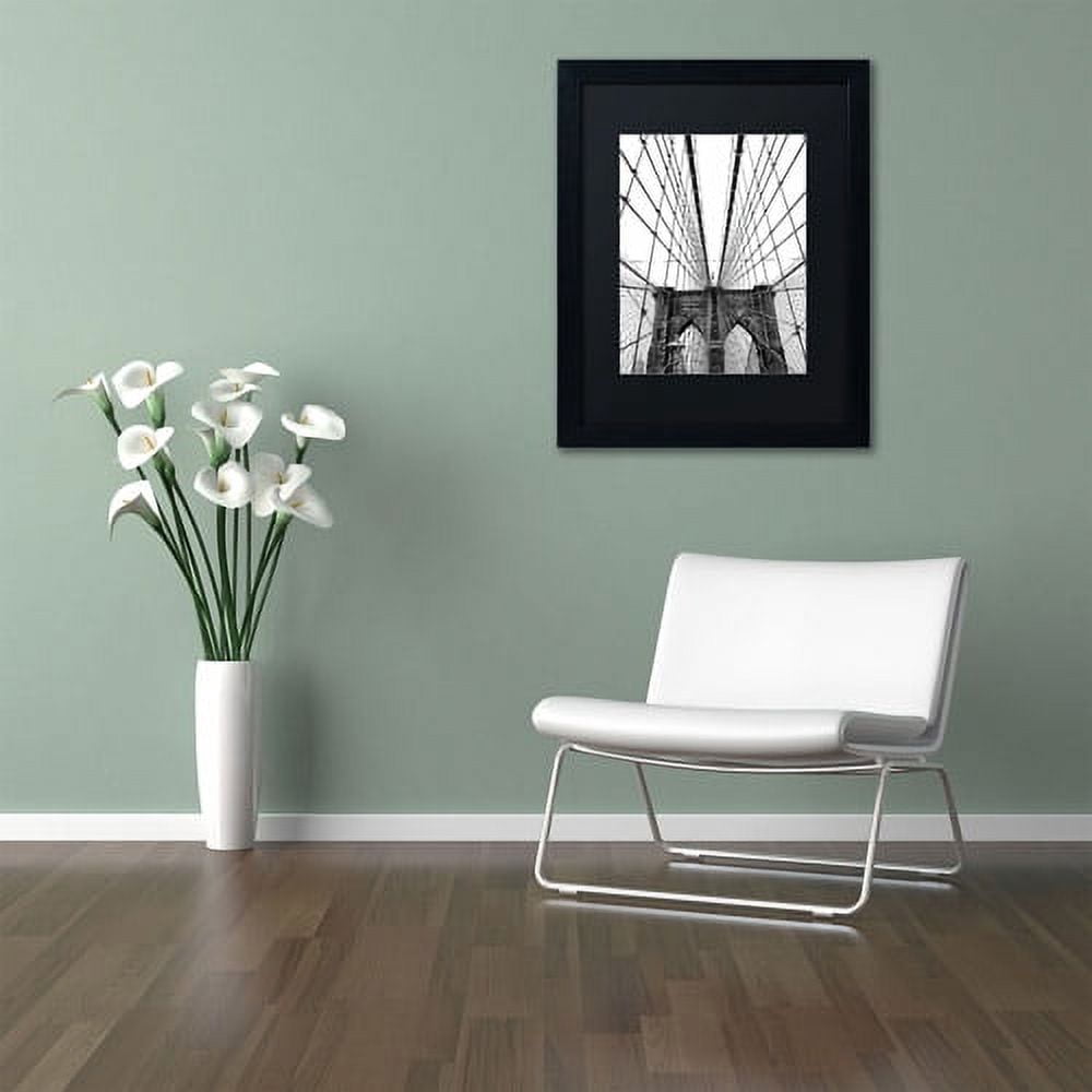 Trademark Fine Art "Brooklyn Bridge 3" Canvas Art by CATeyes, Black Matte, Black Frame