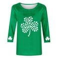 thumbnail image 2 of vdgthytj T-Shirts pour Femmes de la Saint-Patrick à Manches 3/4, Grande Taille, Col Ras du Cou, Trèfle, T-Shirt Graphique pour les Fêtes, 2 of 5