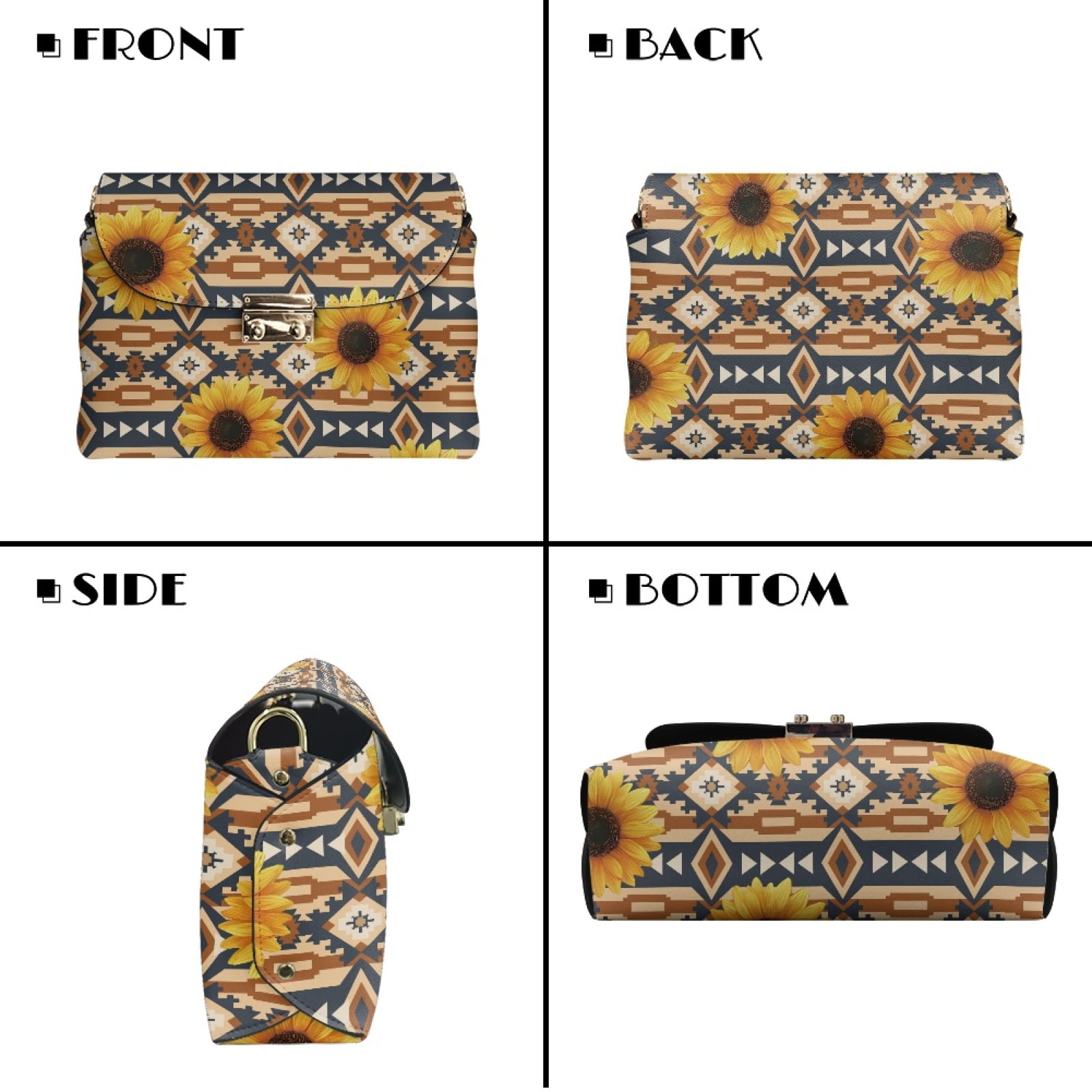 SCRAWLGOD American Tribal Sunflower Print Beige Small Purses for Women Crossbody Bags, Lightweight PU Leather Mini Cross Body Purse Travel Shoulder Bag Sling Bag for Daily Life