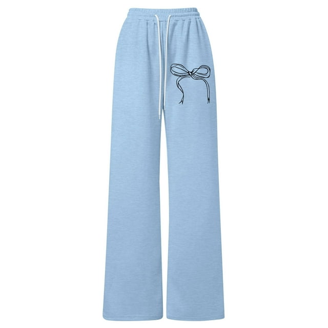 Pantalon Décontracté Athlétique pour Filles avec Nœud et Cordon de Serrage, Coupe Ample, Léger, Jambe Droite, Confort Quotidien