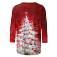 thumbnail image 4 of Rvkxad Women's Christmas Tops 3/4 Sleeve Round Neck Tunic Tops Dressy Casual Christmas Tree Print Pullover Holiday Cute Party Blouses Tshirts Red L, 4 of 5