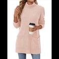 thumbnail image 2 of Camisas de Larga para Mujer, Blusas Túnica Casuales de Cuello Alto Rosa XL, 2 of 10