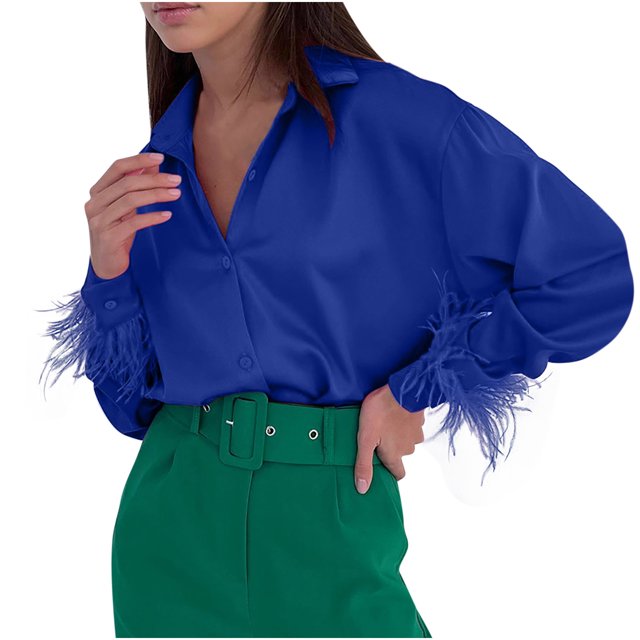 Blusa de manga larga con cuello en V para mujer Fridja czfsfas4612