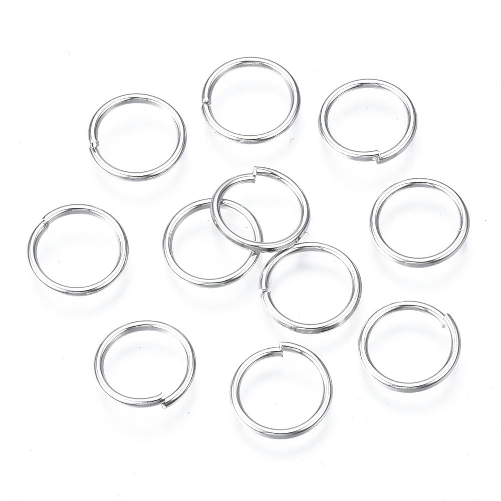 500 g Jump Rings Open Jump Rings Brass Cadmium Free & Nickel Free & Lead Free Platinum 10x1mm 18 Gauge Inner Diameter: 8mm about 2400pcs/500g