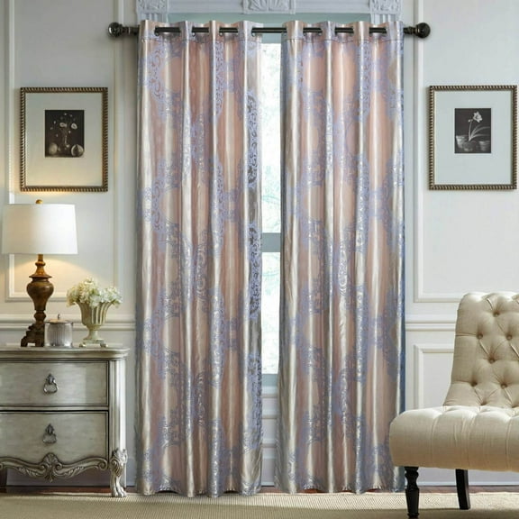 Damask Jacquard, Grommet, Semi-Blackout curtain Panel, Tall 60 x 100 Inches